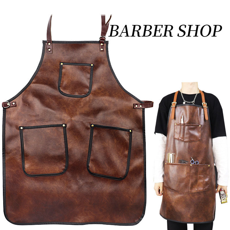 ✓Professional Leather Hairdressing Barber Apron Cape Barber Hairstylist